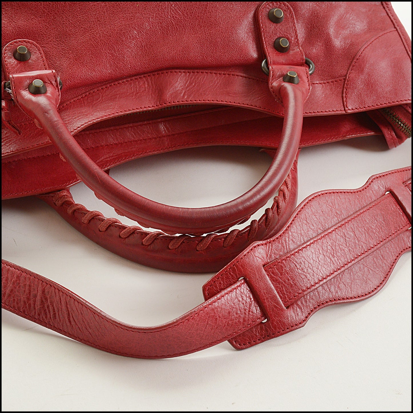 RDC15576 BALENCIAGA '08 Ruby Red Leather Le City Medium bag