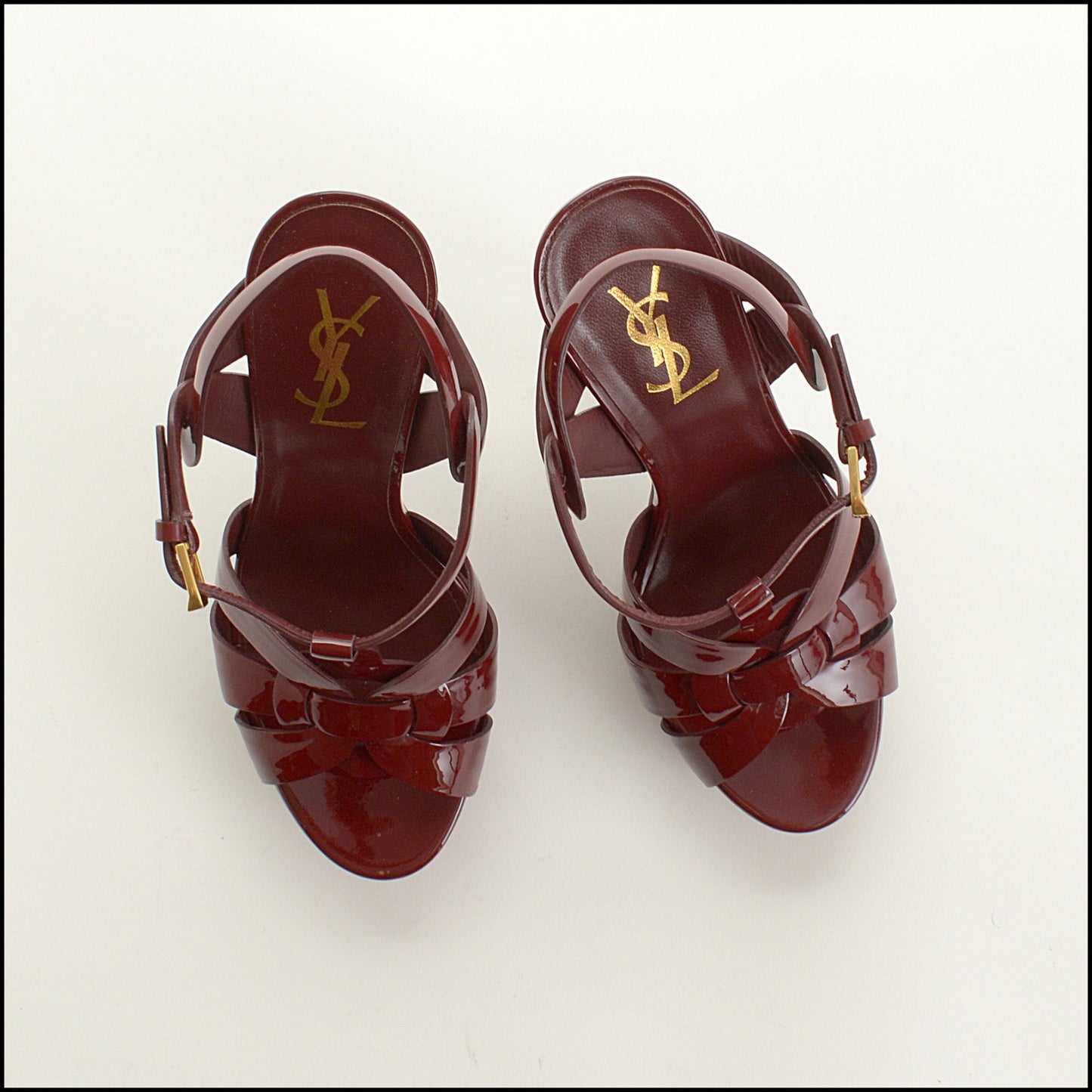 RDC15209 SAINT LAURENT Burgundy Patent Leather Tribute Platform Heel Size 38