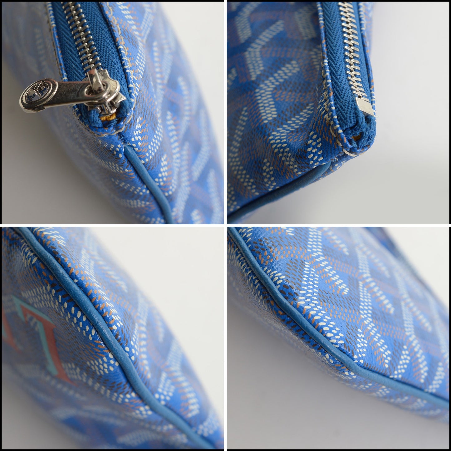 RDC15339 GOYARD Blue Goyardine Canvas Senat Pouch PM