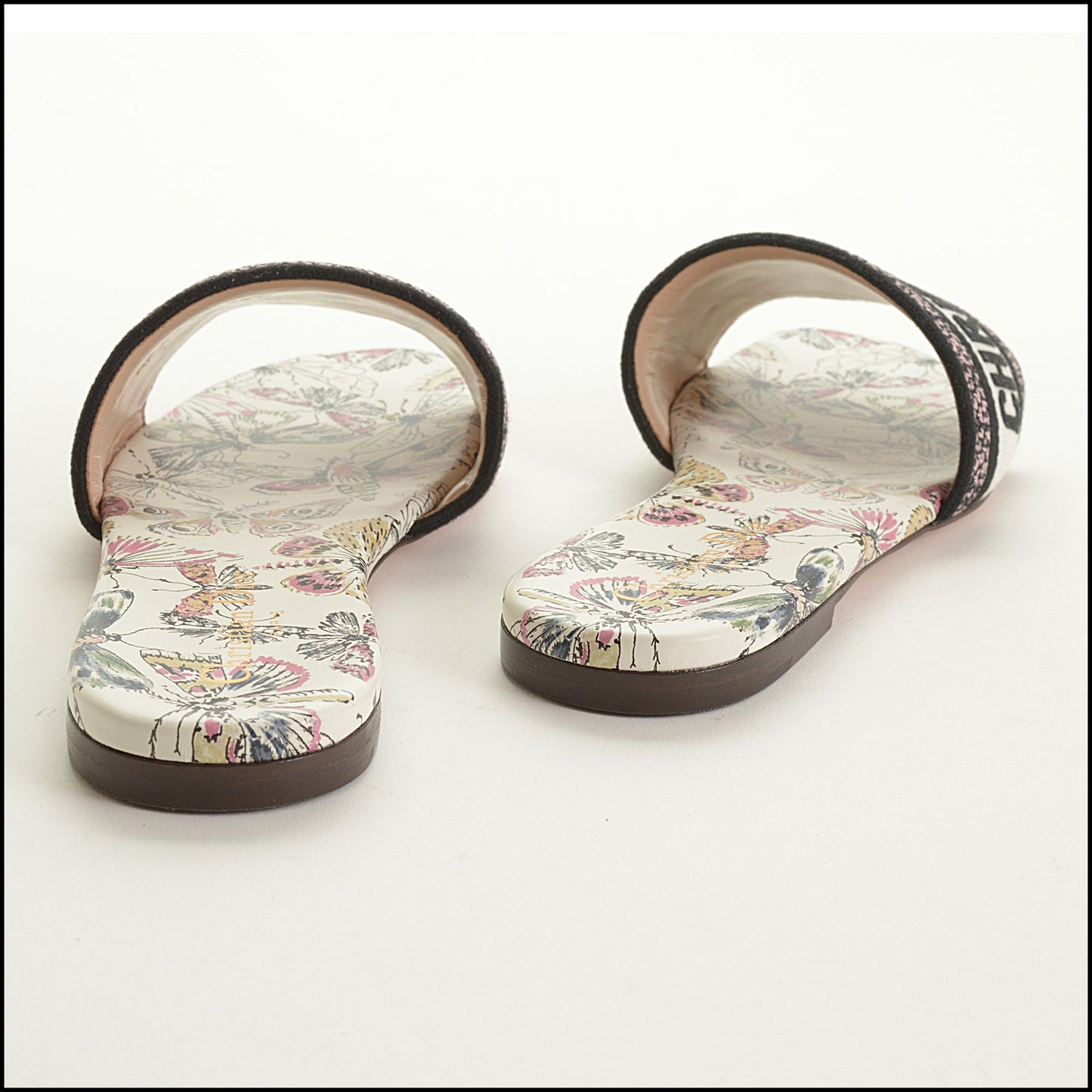 RDC15555 CHRISTIAN DIOR Pink/Black Dway Libellule Camou Butterfly Slide Size 36.5
