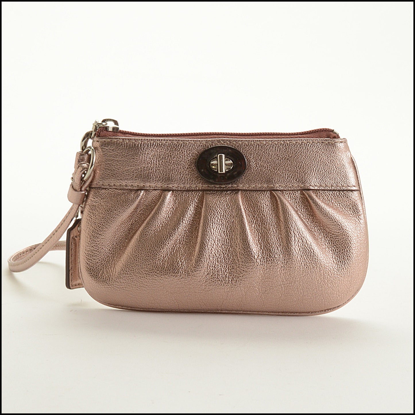 RDC15512 COACH Rose Gold Metallic Leather Coin Purse Wristlet