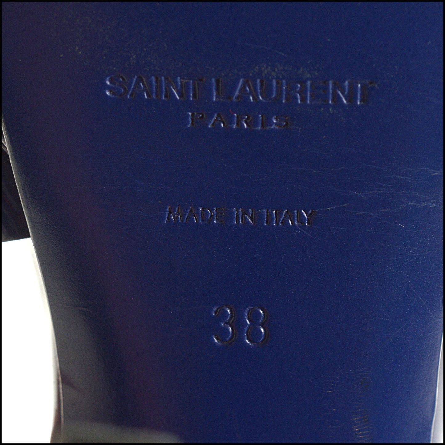 RDC15208 SAINT LAURENT Blue Patent Leather Tribute Platform Heel Size 38