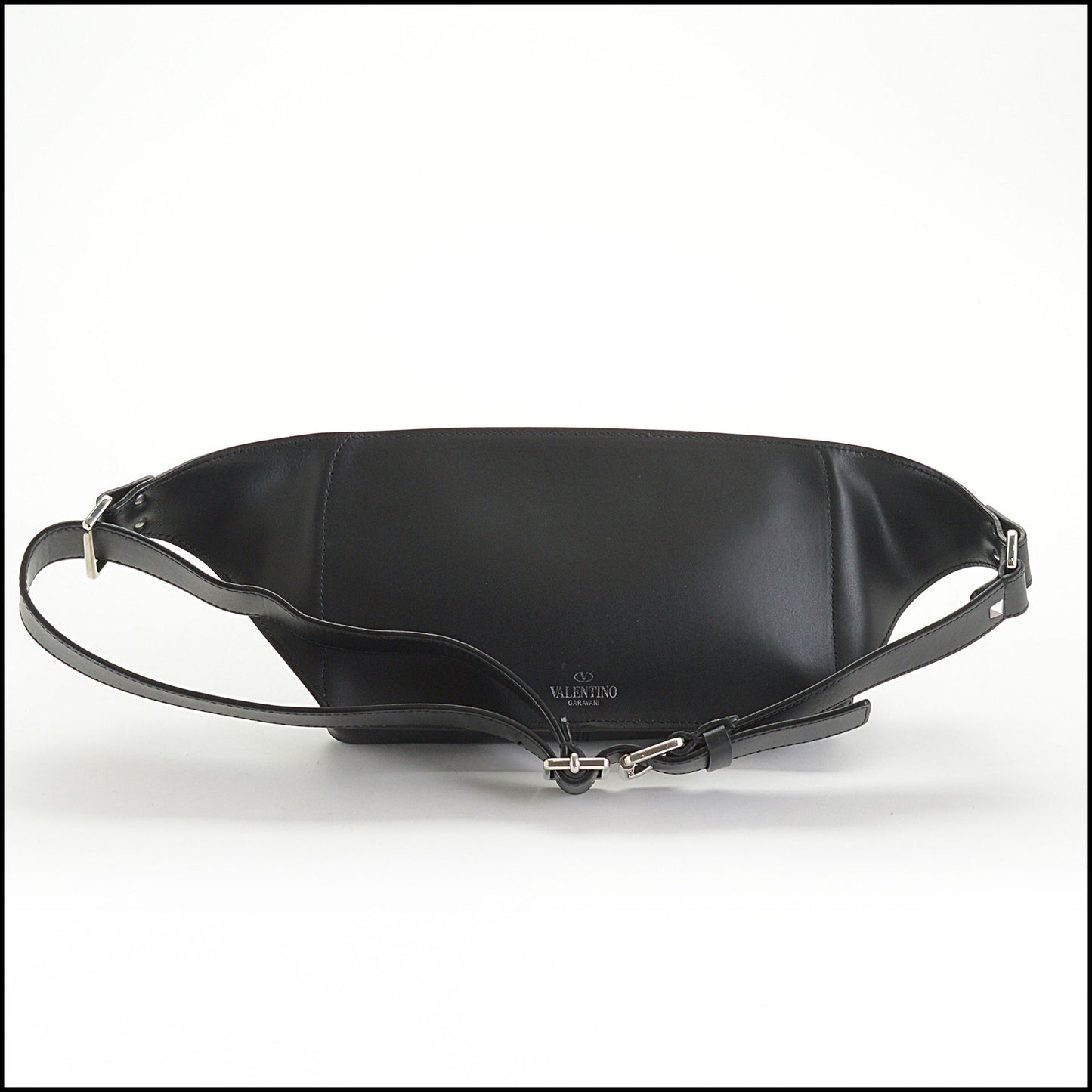 RDC14564 VALENTINO GARAVANI Black Leather VLTN Belt Bag