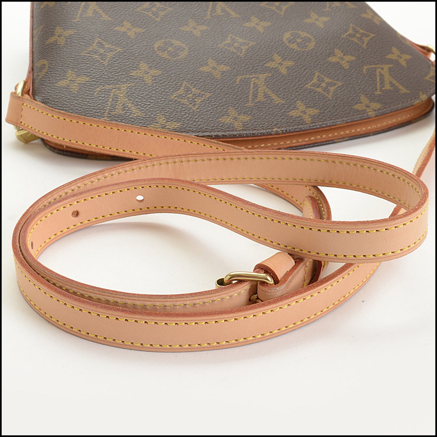 RDC14937 LOUIS VUITTON Dark Brown Drouot Monogram Canvas Crossbody Bag