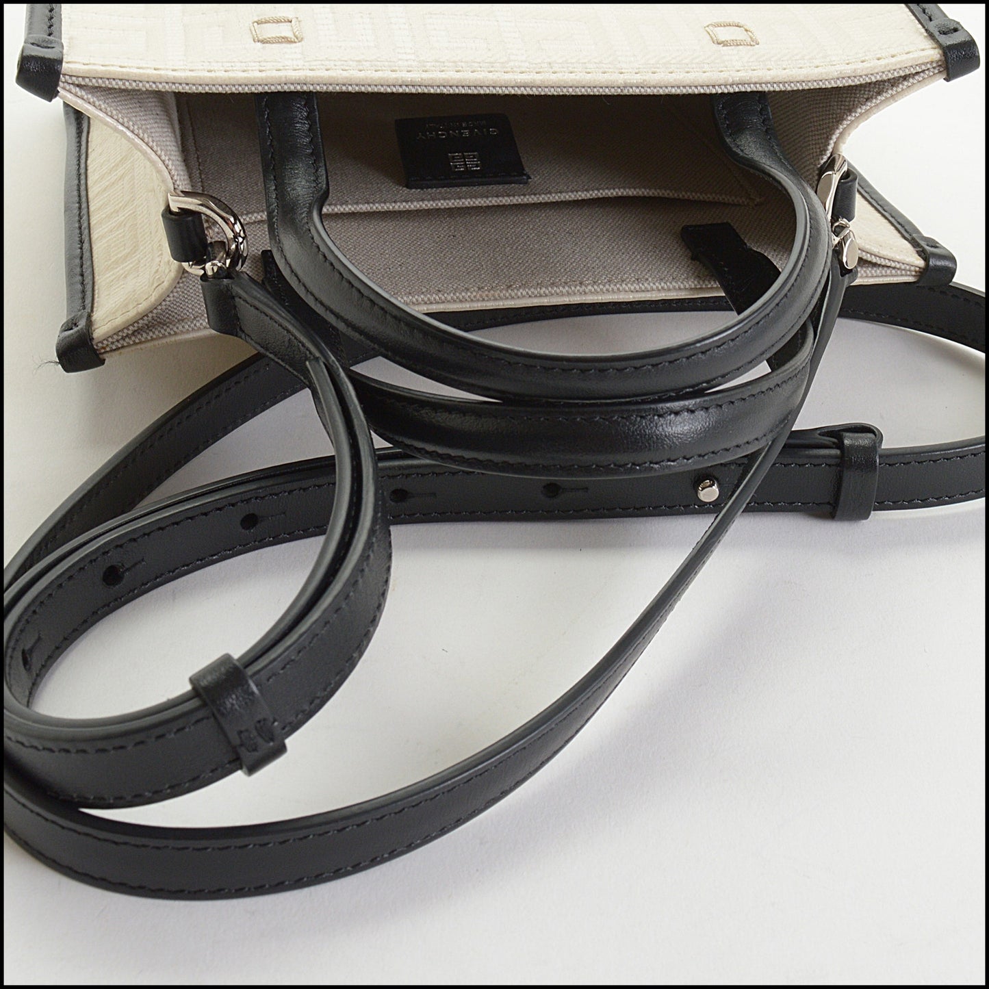 RDC14613 GIVENCHY Beige/Black Canvas/Leather Mini G Shopping Tote