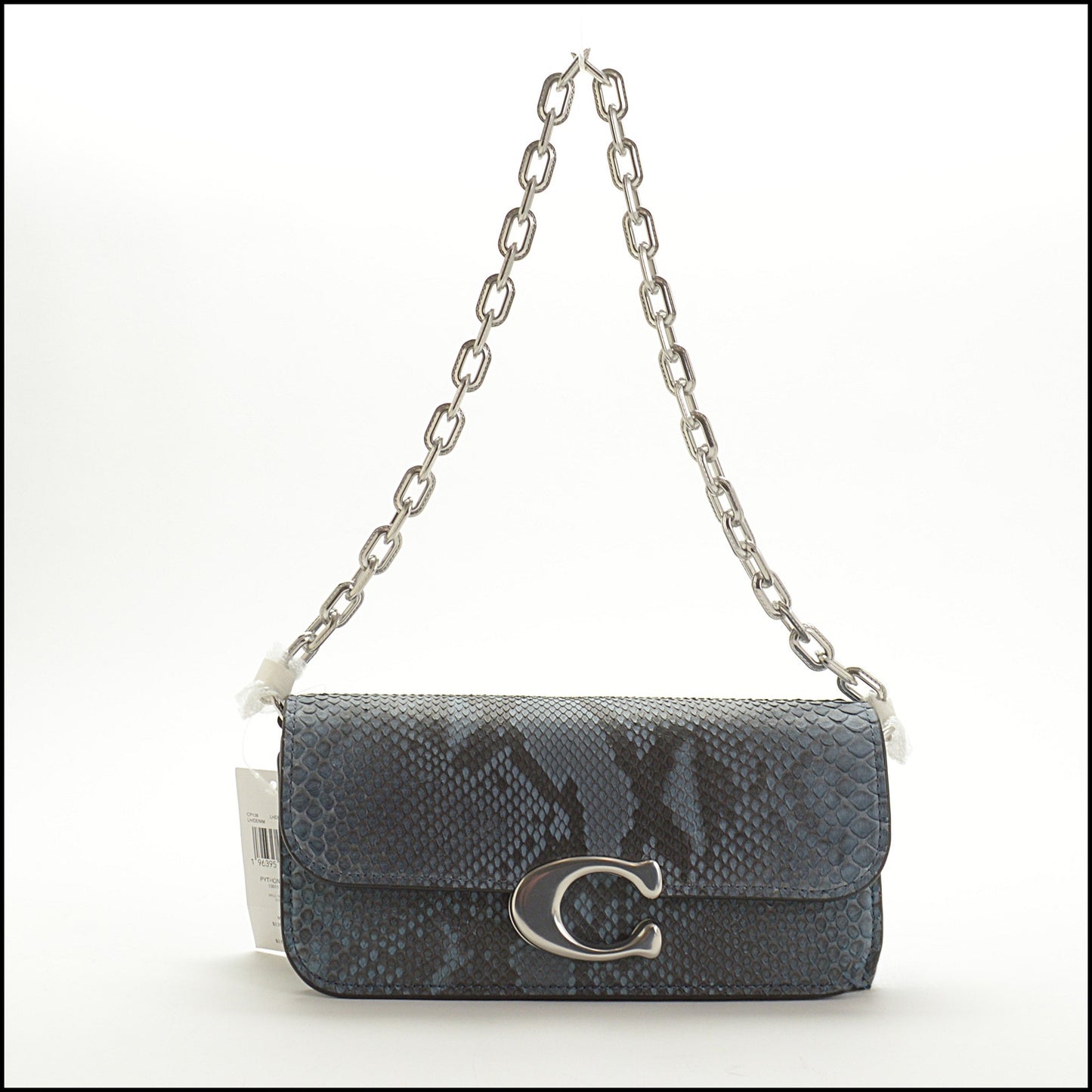 RDC15020 COACH Denim Blue Python Idol 23 Crossbody Chain Strap Bag