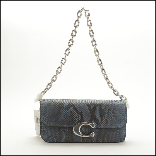 RDC15020 COACH Denim Blue Python Idol 23 Crossbody Chain Strap Bag