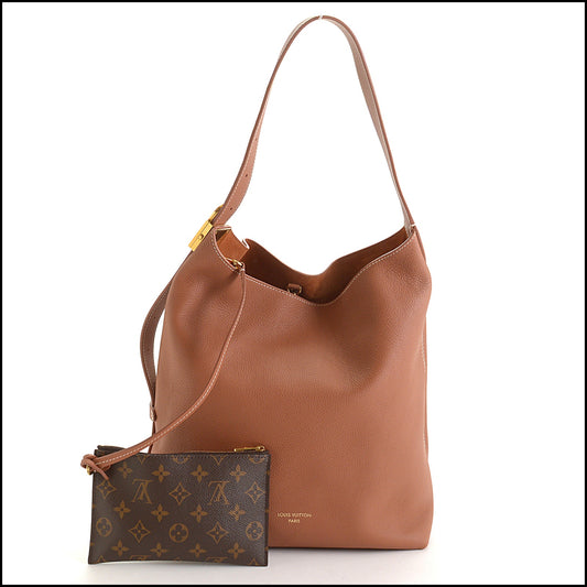 RDC14537 LOUIS VUITTON Cognac Leather Low Key Hobo Bag
