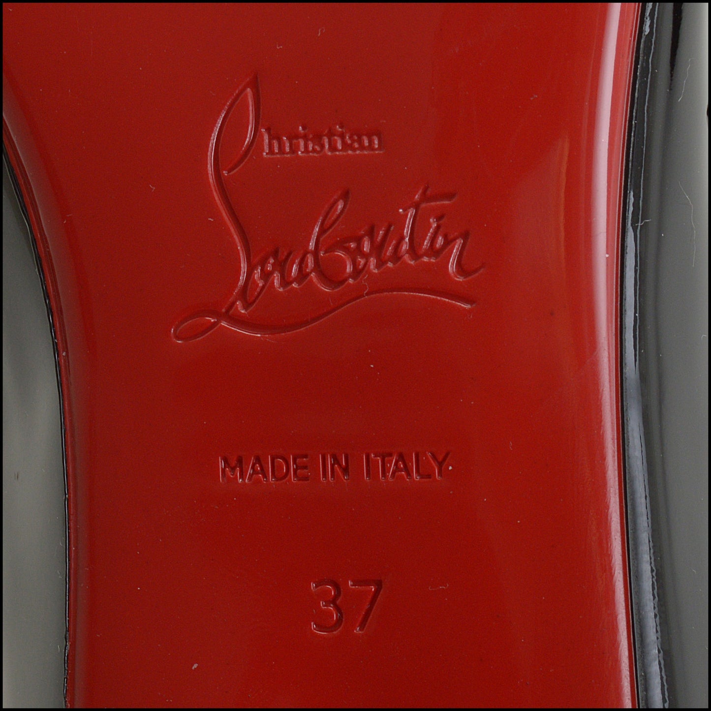 RDC14558 CHRISTIAN LOUBOUTIN Black Patent Leather Studded Pilouta Jane Flats Size 37