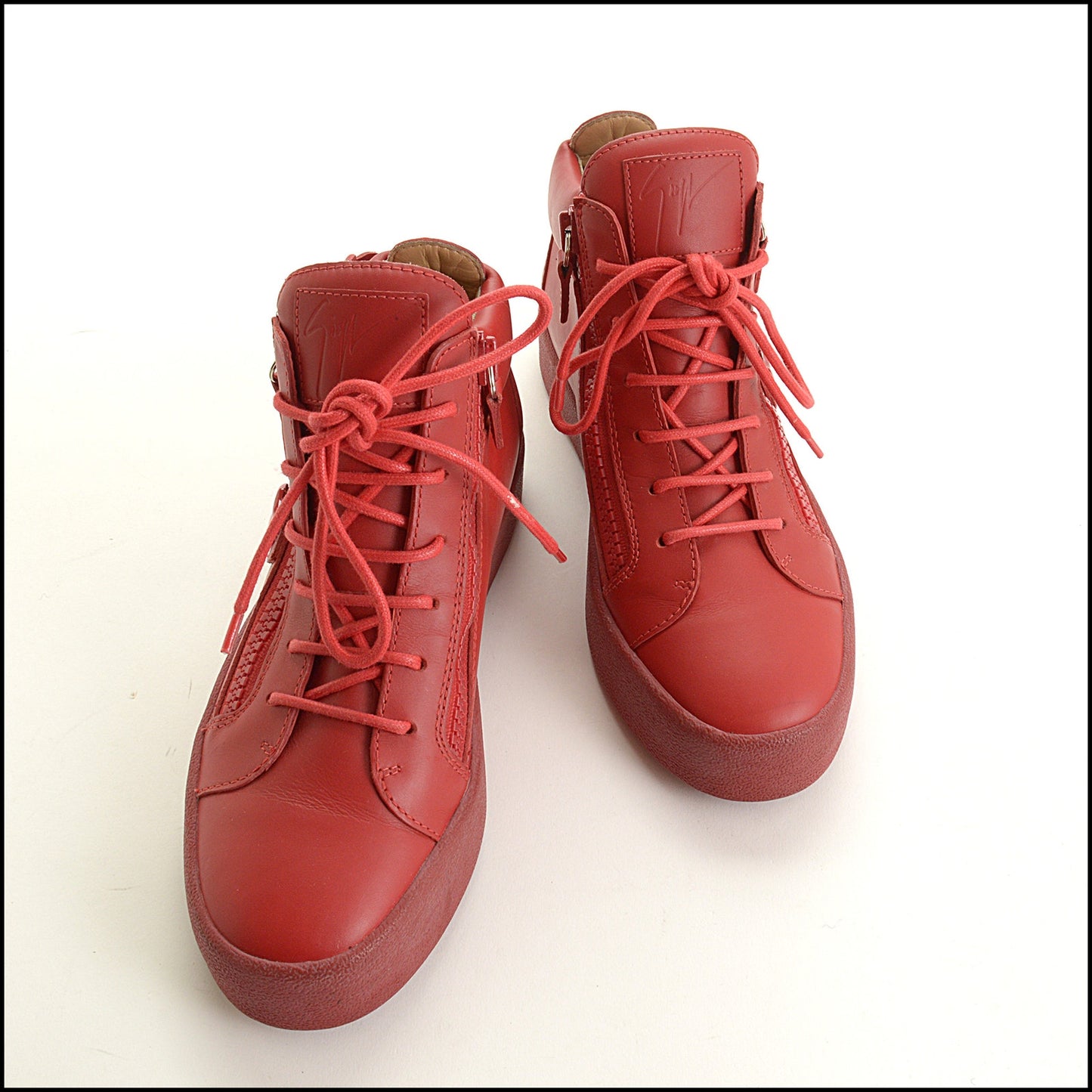 RDC15547 GIUSEPPE ZANOTTI Red Cruel High Top Sneakers Wing Appliques Size 39