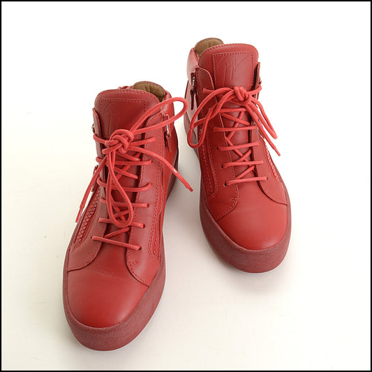 RDC15547 GIUSEPPE ZANOTTI Red Cruel High Top Sneakers Wing Appliques Size 39