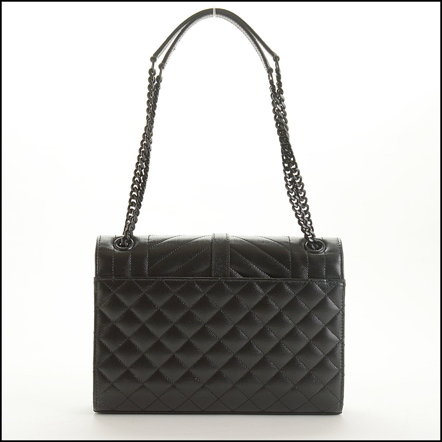 RDC15411 SAINT LAURENT Black Grain de Poudre Quilted Envelope Bag Medium