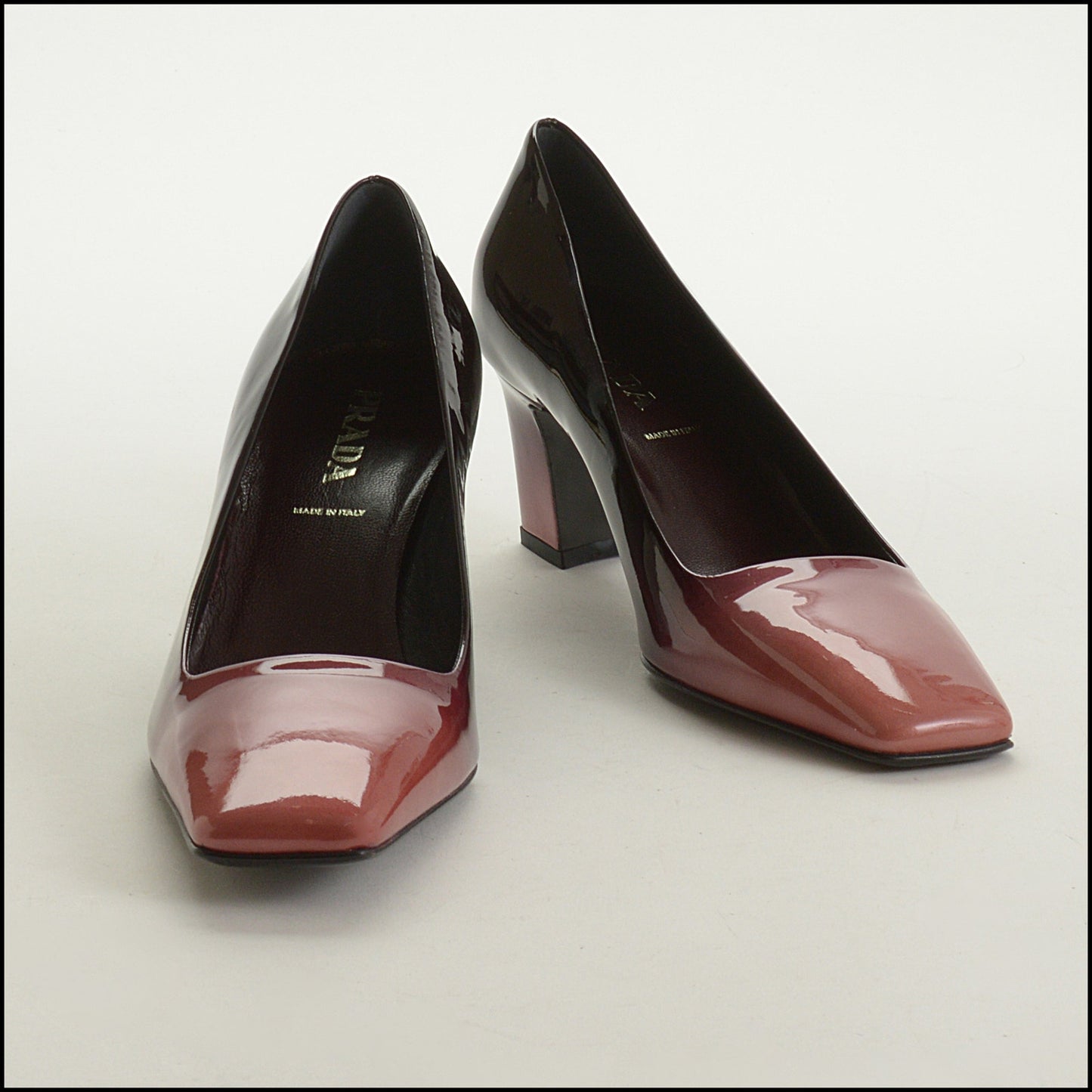 RDC15370 PRADA Purple Ombre Patent Leather Square Toe Pumps Size 36