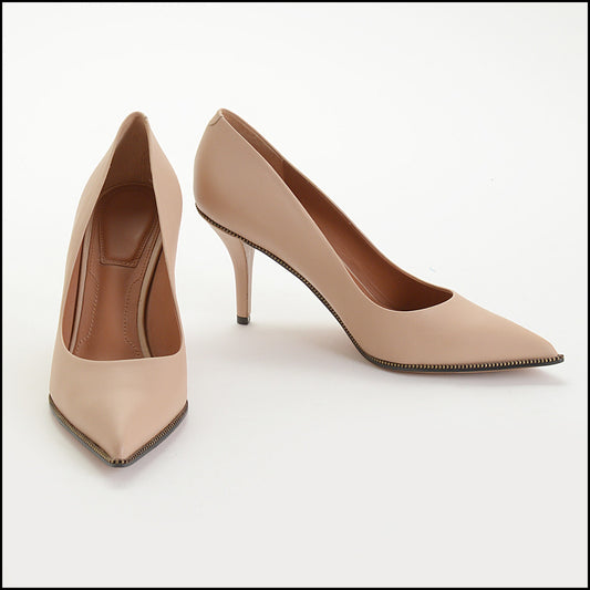 RDC14667 GIVENCHY Tan Leather Zip Around Detail Pumps Size 38