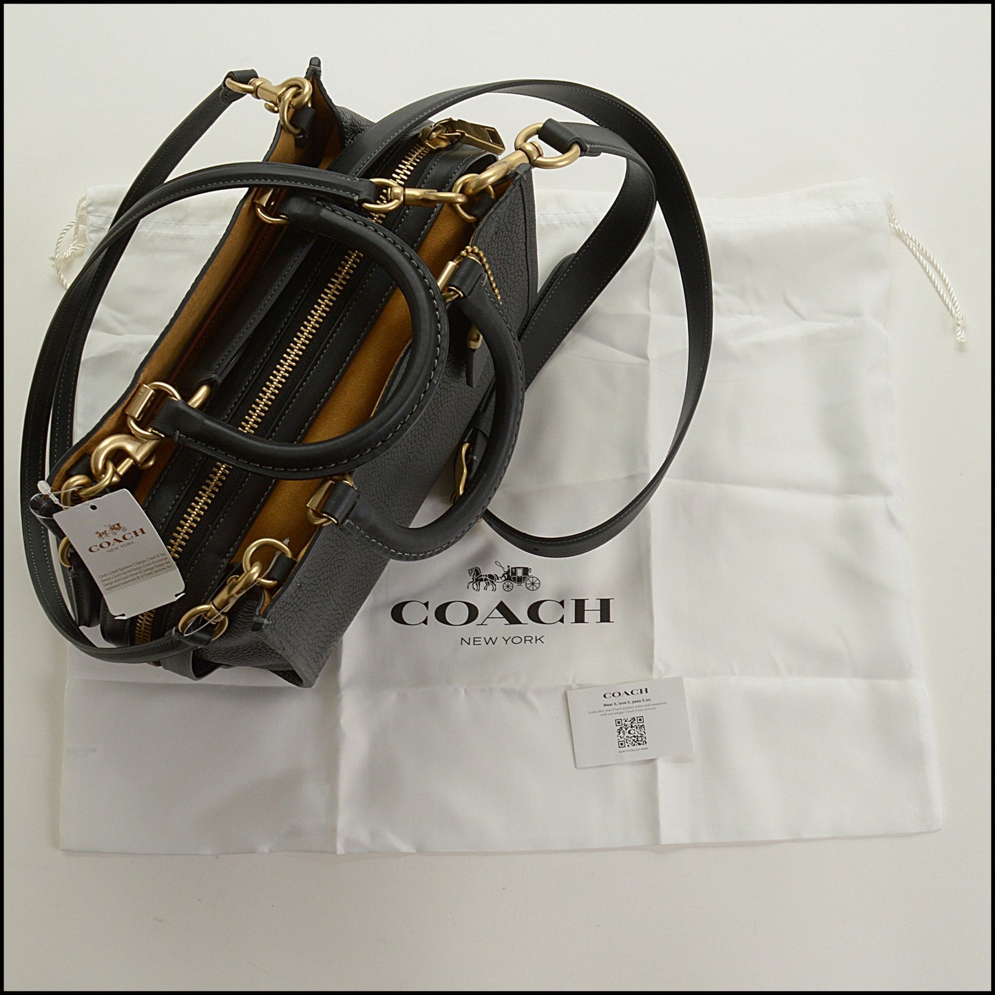 RDC15472 COACH Black Pebbled Leather Rogue 25 Tote Bag