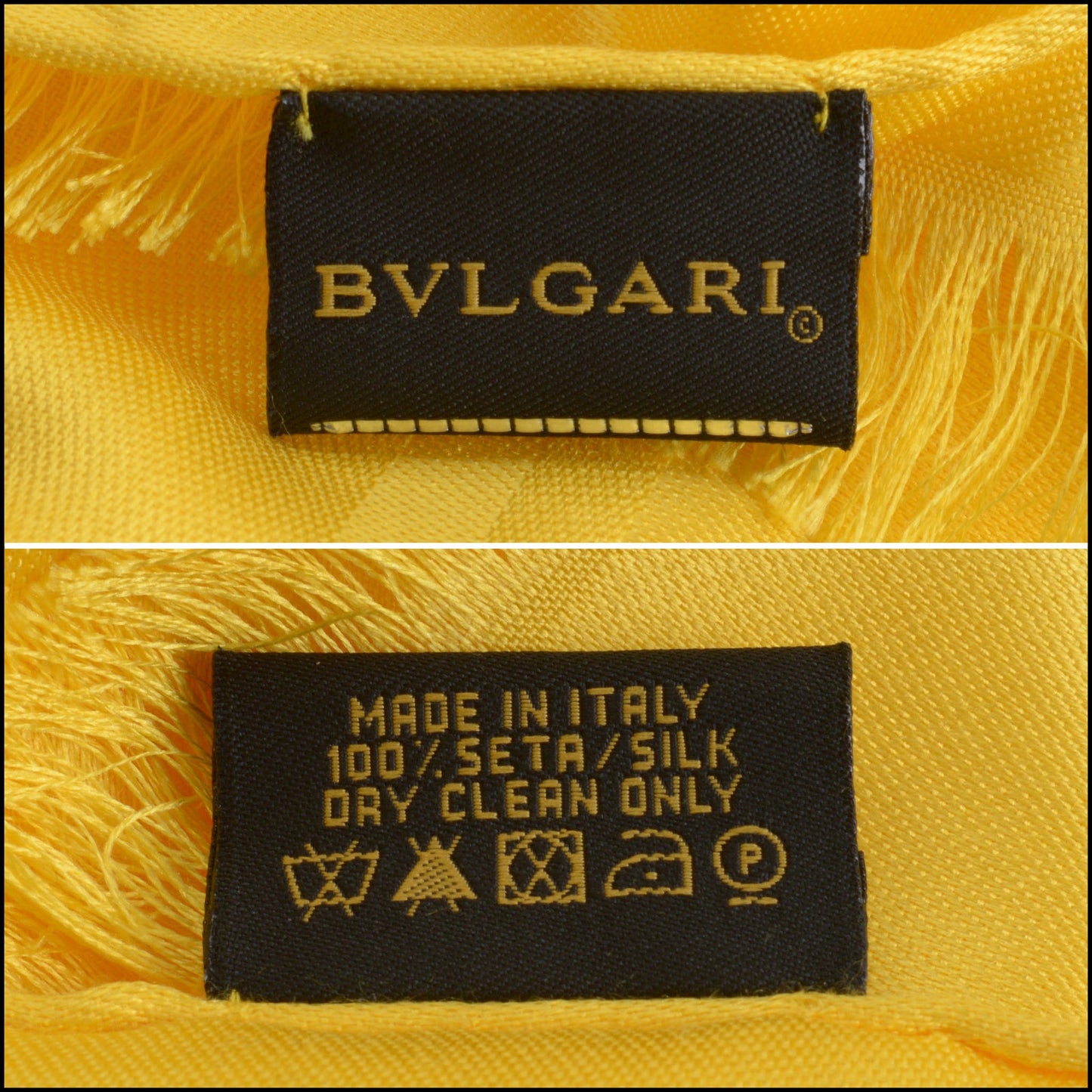 RDC14303 Authentic BVLGARI Yellow 100% Silk Stole