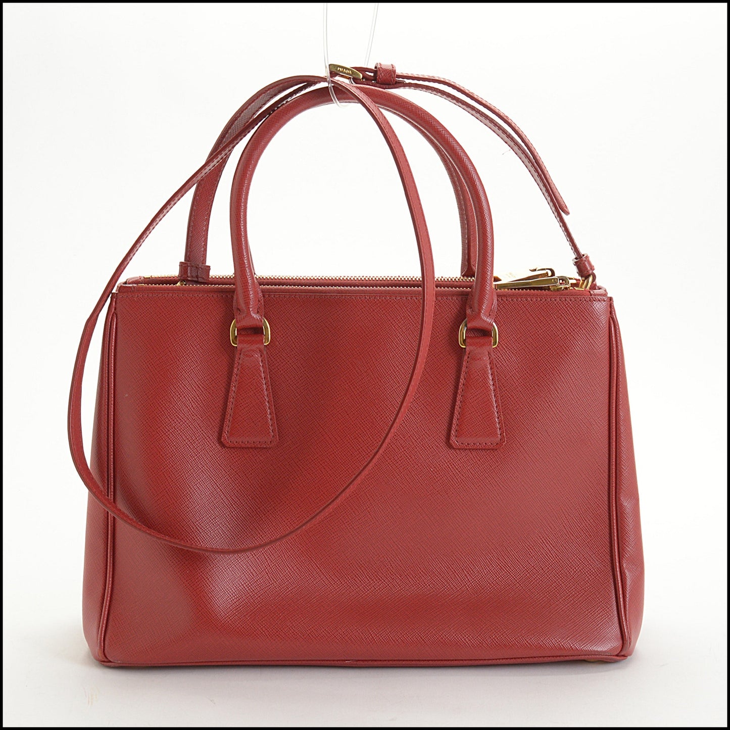 RDC14814 PRADA 2015 Fuoco Red Saffiano Lux Leather Shopping Tote Bag
