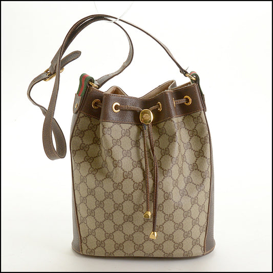 RDC15177 GUCCI Vintage Brown GG Supreme Canvas Bucket Bag