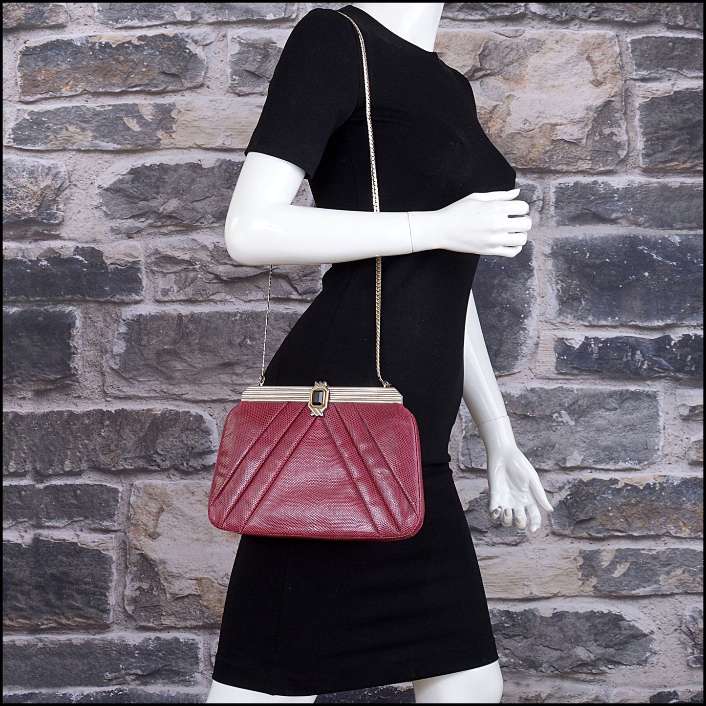 RDC15586 JUDITH LEIBER Berry Red Karung Pleated Evening Bag