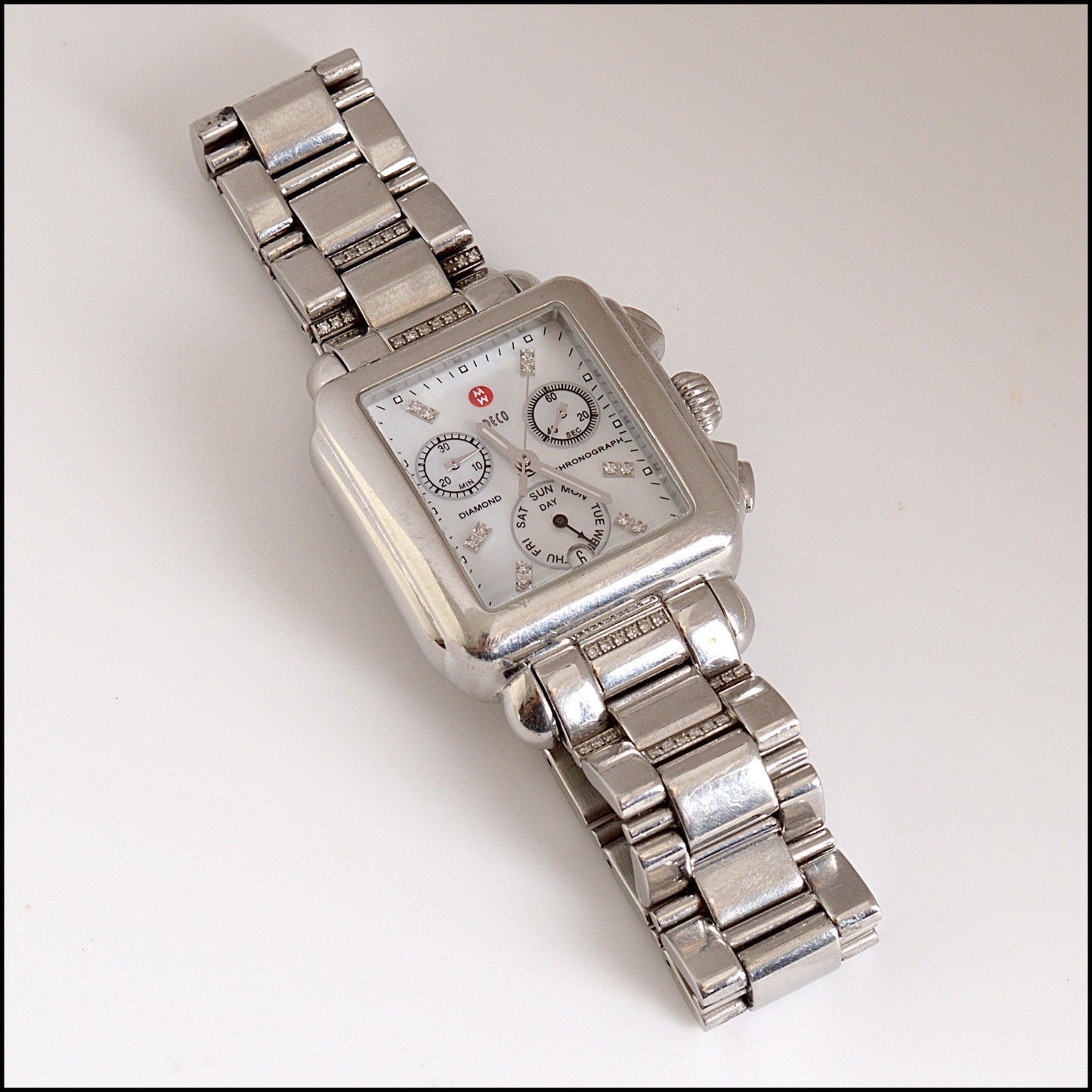 RDC14730 Michele Stainless Steel Mop Deco Diamond Chronograph Watch