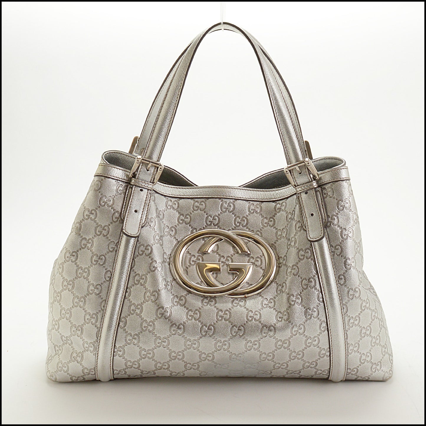 RDC15033 GUCCI Silver Guccissima Leather GG Britt Tote Bag