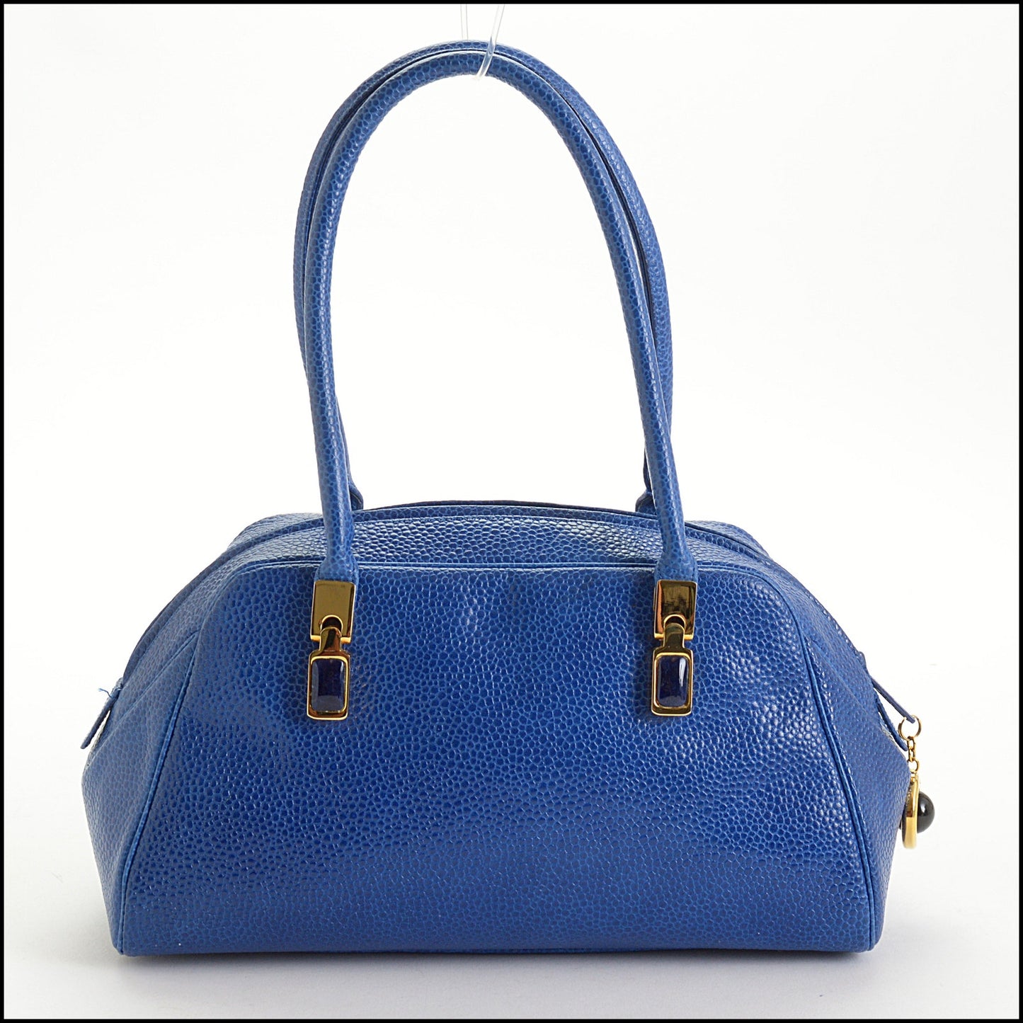 RDC14691 JUDITH LEIBER Blue Caviar Leather Mini Bowler Bag