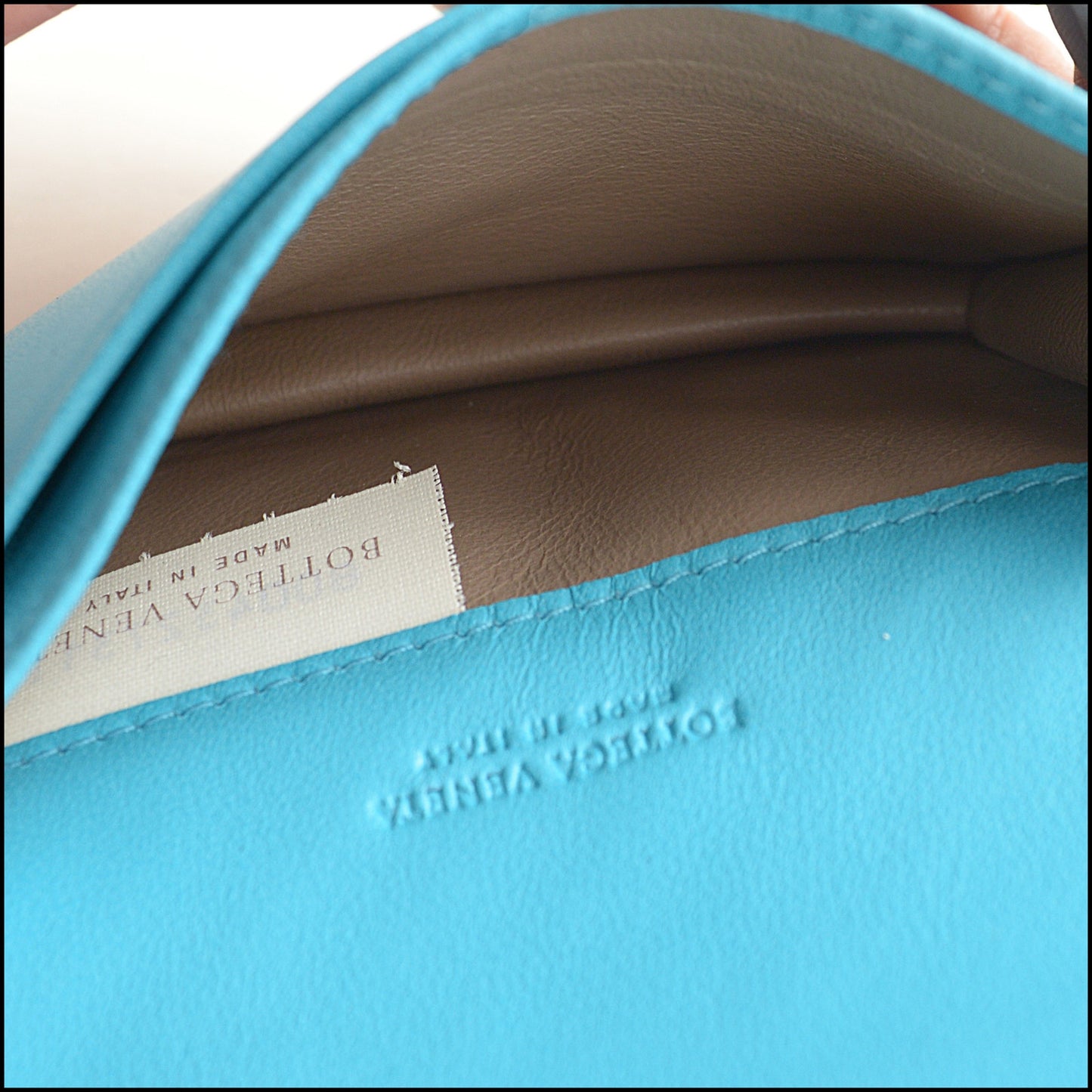 RDC14980 BOTTEGA VENETA Turquoise Nappa Leather Intrecciato Card Wallet