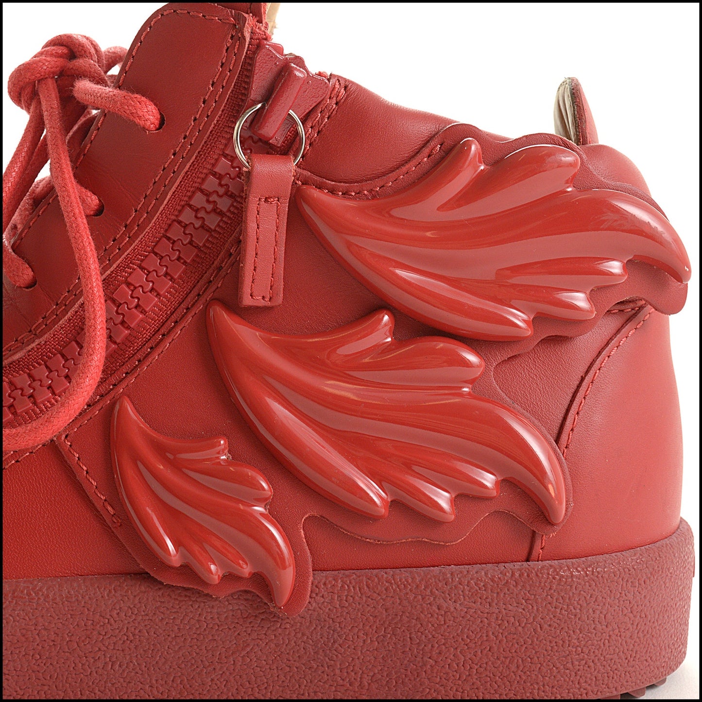 RDC15547 GIUSEPPE ZANOTTI Red Cruel High Top Sneakers Wing Appliques Size 39