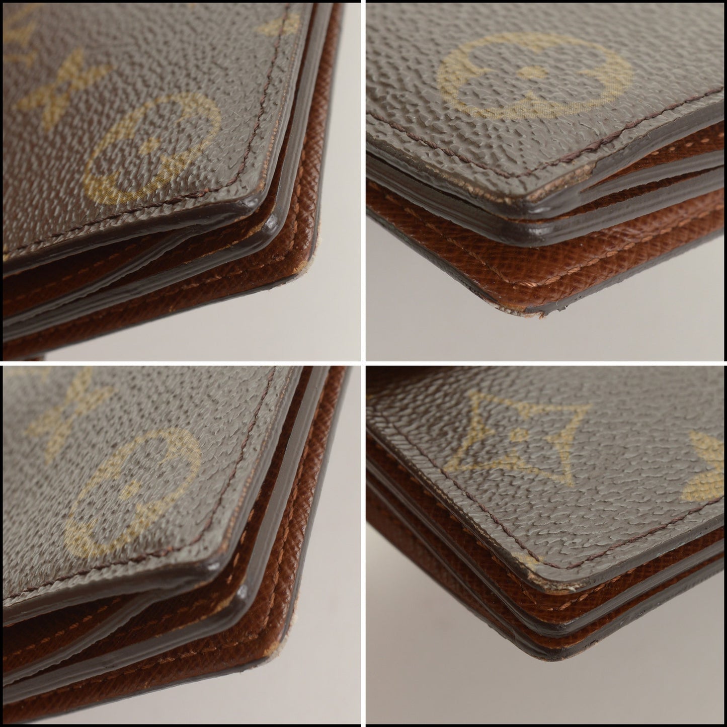 RDC15445 LOUIS VUITTON 80's Brown LV Monogram Portefeuille Accordion Clutch Wallet with Chain Strap