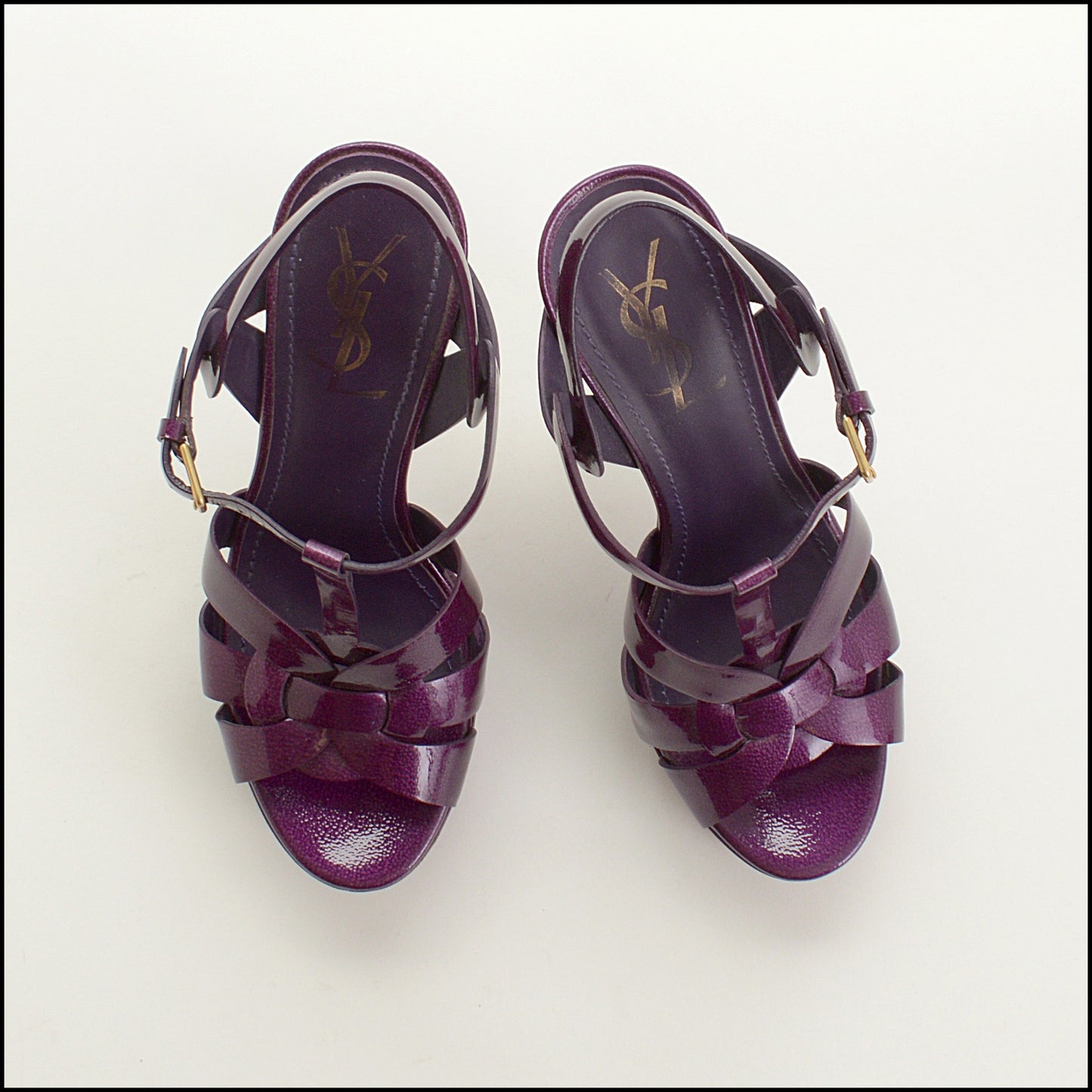 RDC15207 SAINT LAURENT Purple Patent Leather Tribute Platform Heel Size 38