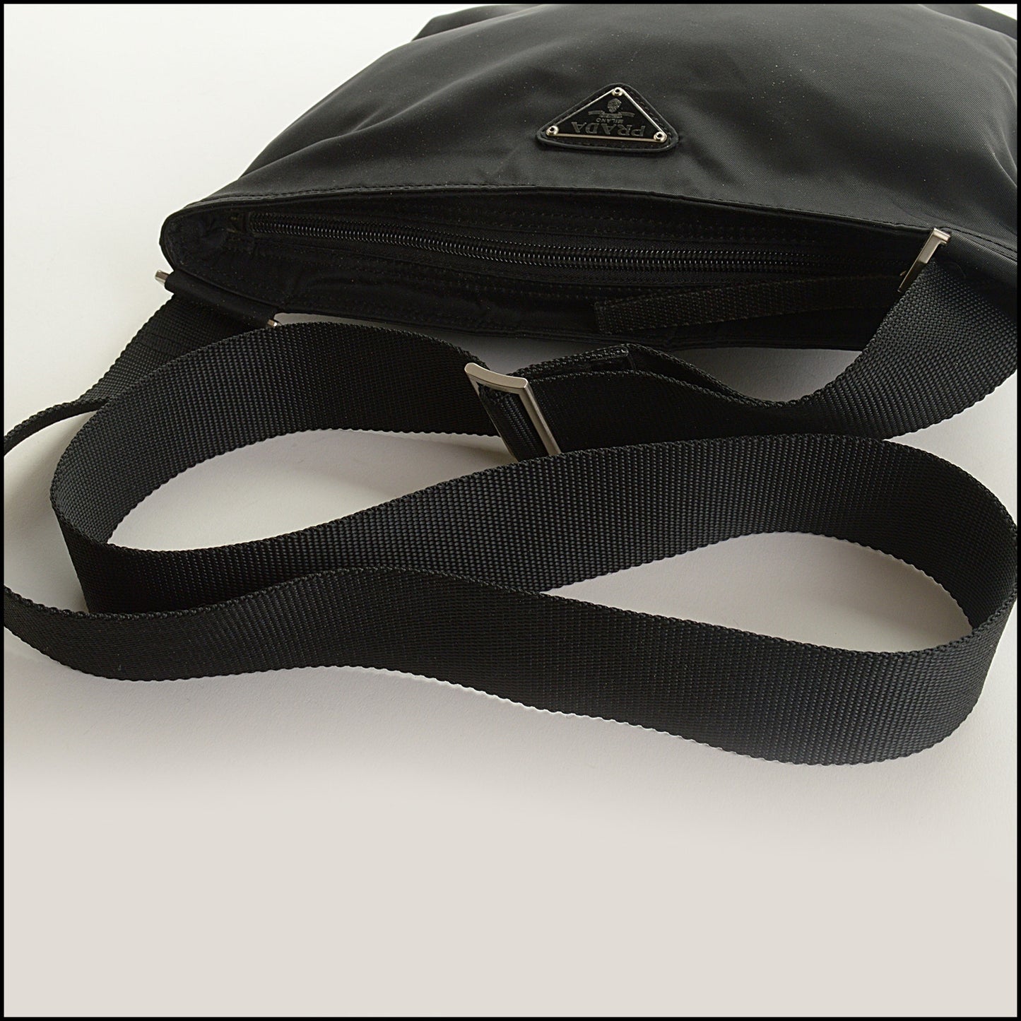 RDC15475 PRADA Black Nylon Flat Messenger Bag