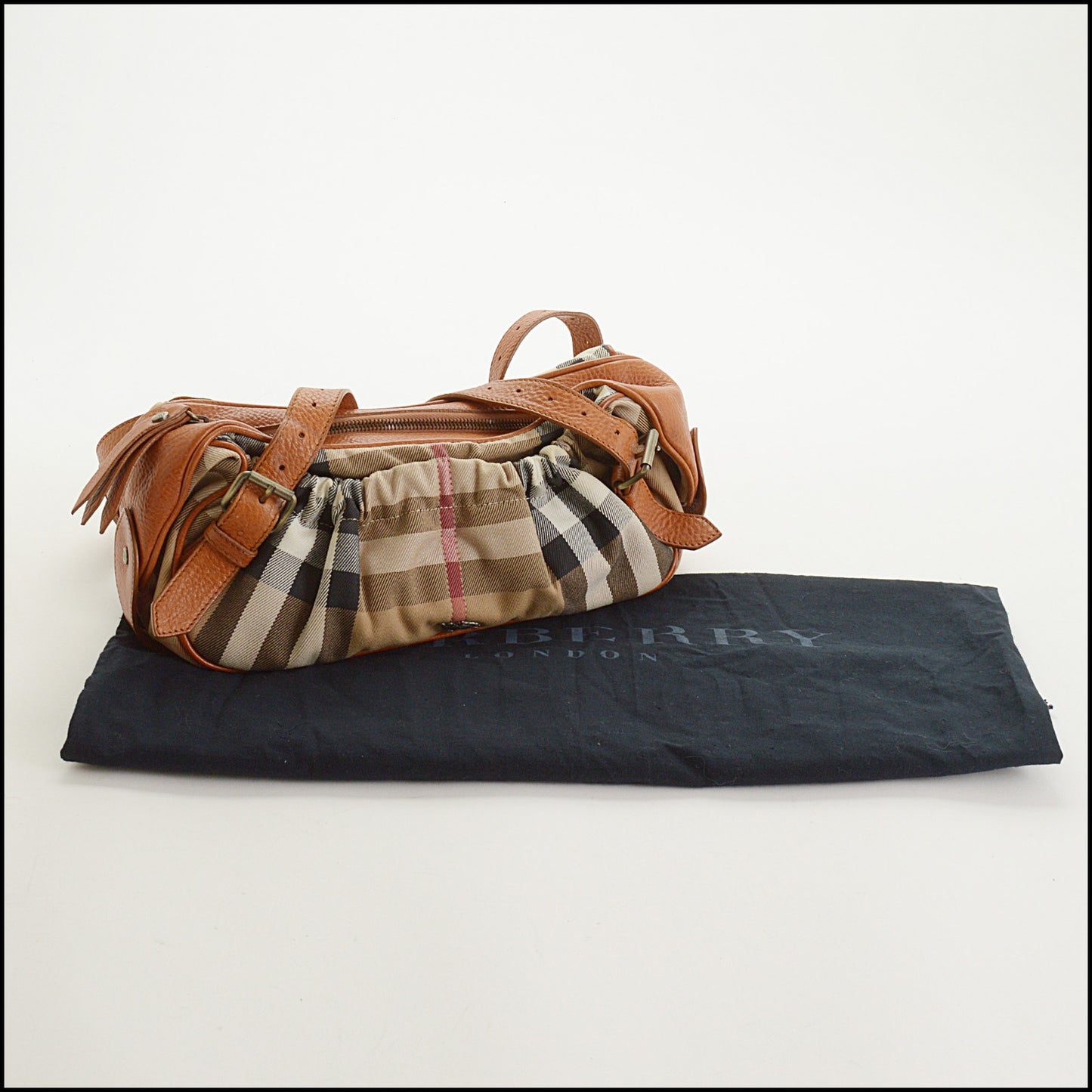 RDC15560 BURBERRY Beige Prorsum House Check Canvas and Leather East West Shoulder Bag