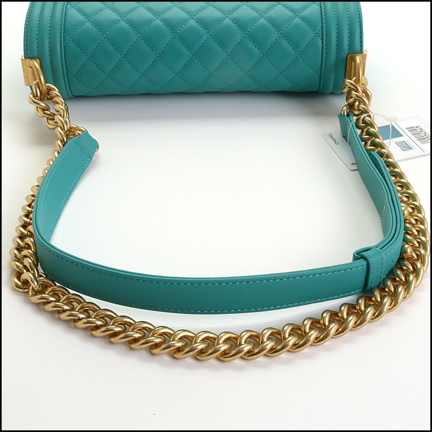 RDC14421 Chanel 2018 Turquoise Quilted Lambskin Boy Bag