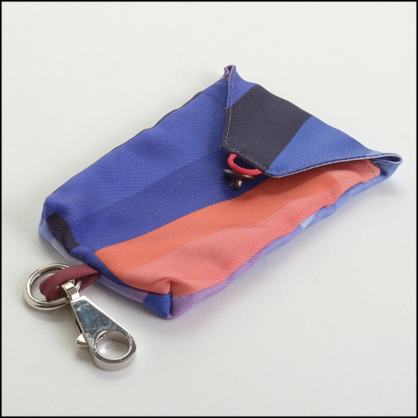 RDC14444 Hermes Petit H Multicolor Silk Twill Pouch W/Clip
