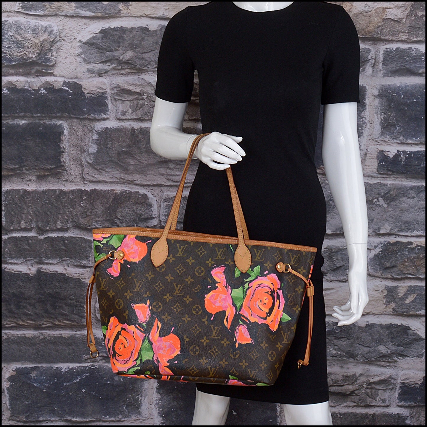 RDC15016 LOUIS VUITTON '08 Stephen Sprouse Roses Monogram Neverfull Tote Bag