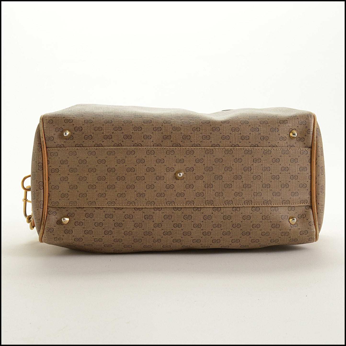 RDC15506 GUCCI Vintage Tan Leather Micro GG Boston Bag