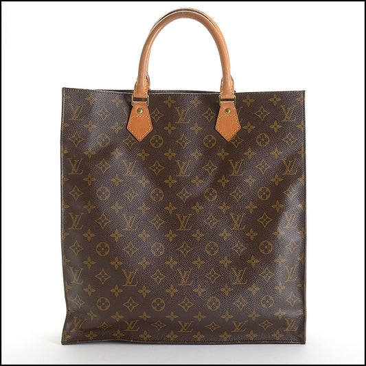 RDC14124 Authentic LOUIS VUITTON Vintage '90 Brown Monogram Sac Plat GM Tote Bag