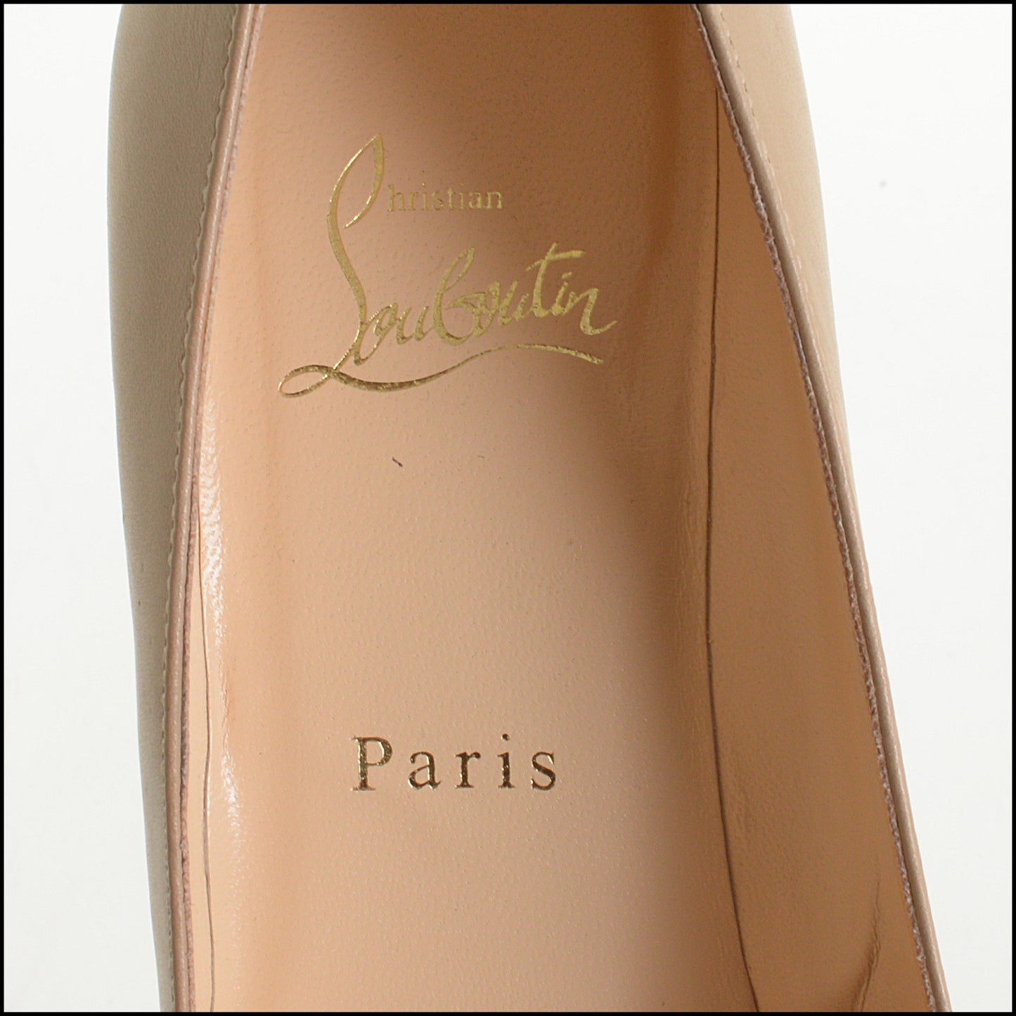 RDC14666 CHRISTIAN LOUBOUTIN Beige Leather Round Toe Stacked Leather High Heel Pumps Size 39
