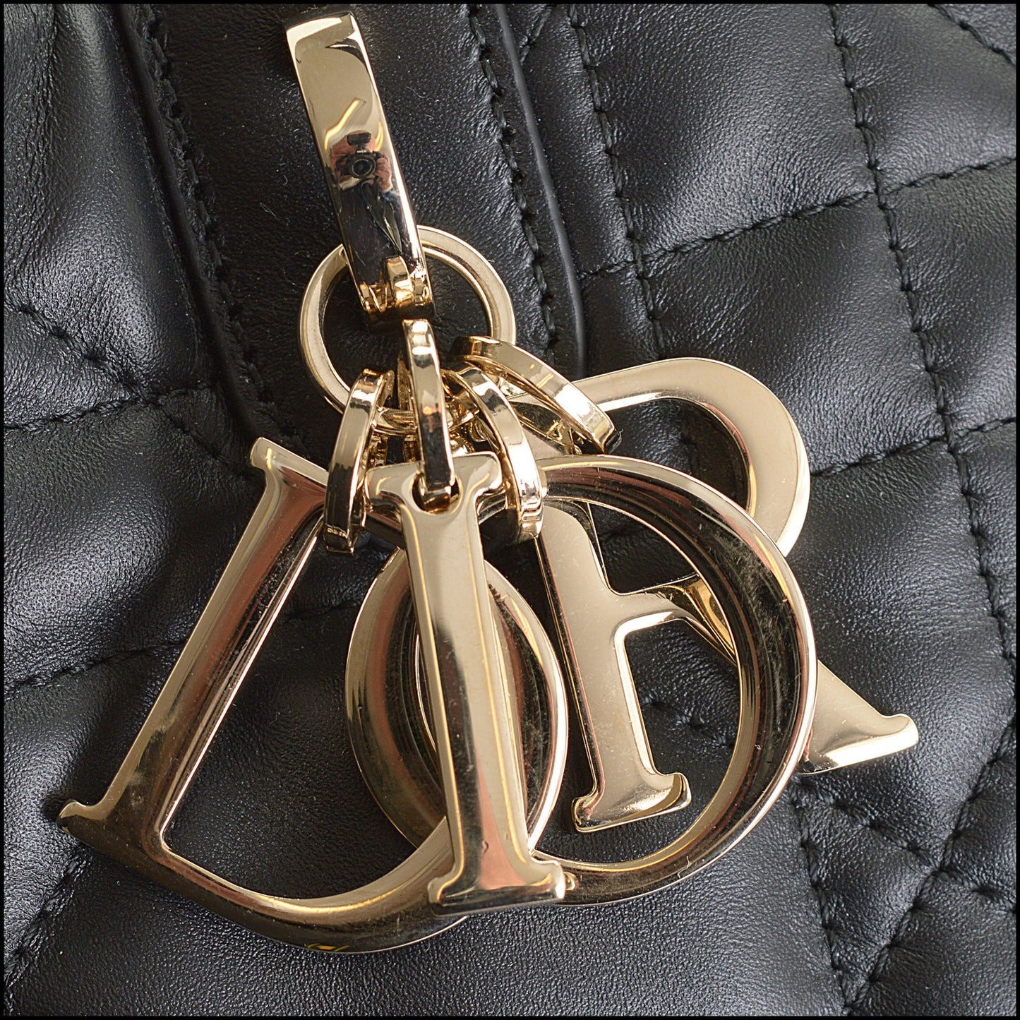 RDC14942 CHRISTIAN DIOR Black Macrocannage Quilted Calfskin Toujours Medium Tote Bag