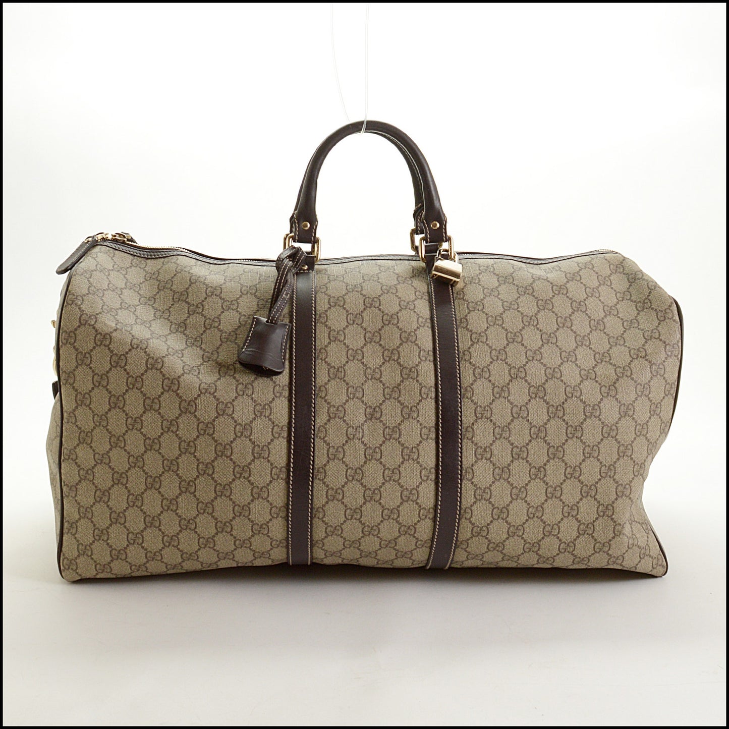 RDC15115 GUCCI GG Brown Supreme Canvas Duffle Carry-on Bag