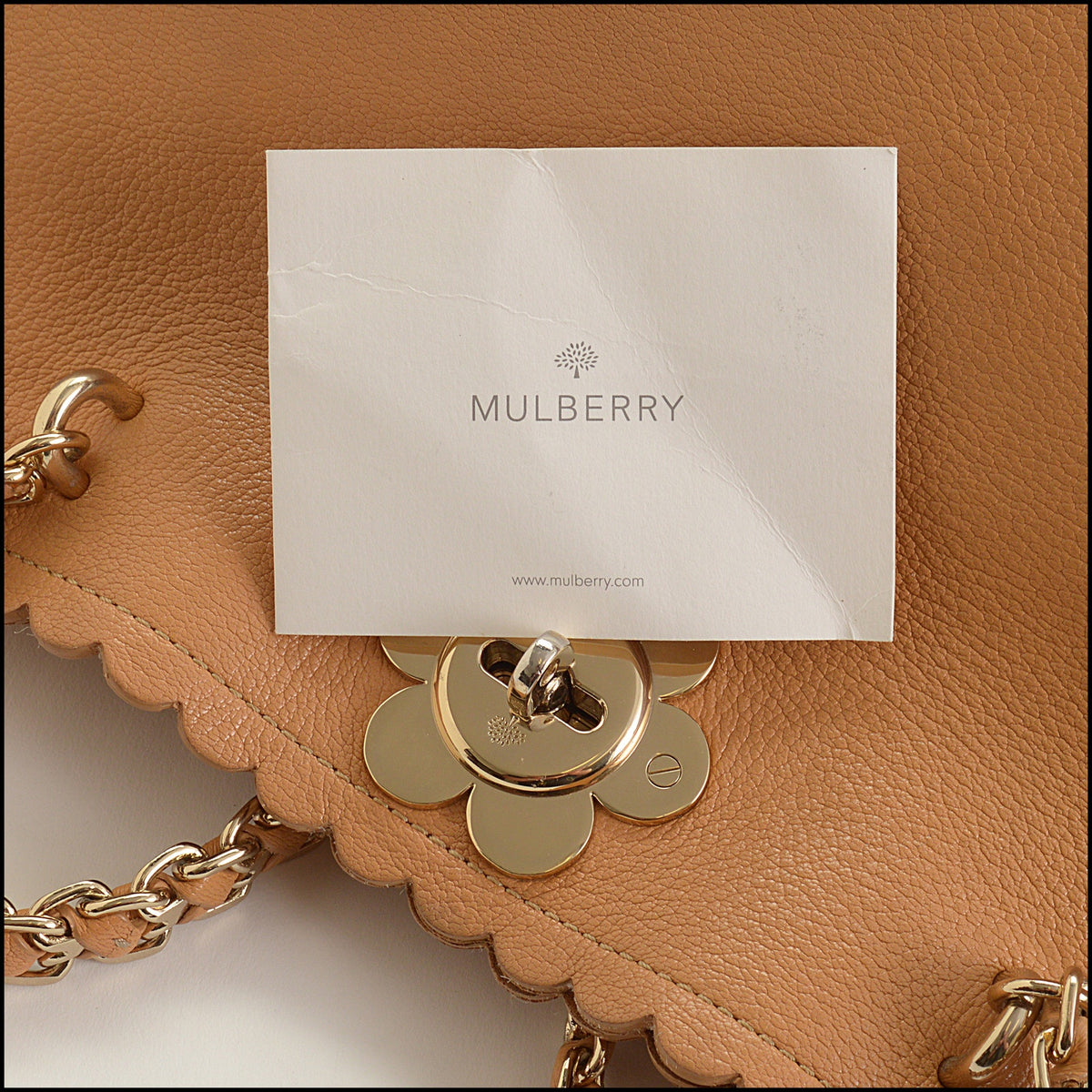 RDC15640 MULBERRY Tan Cecily Goatskin Flower Tote Bag