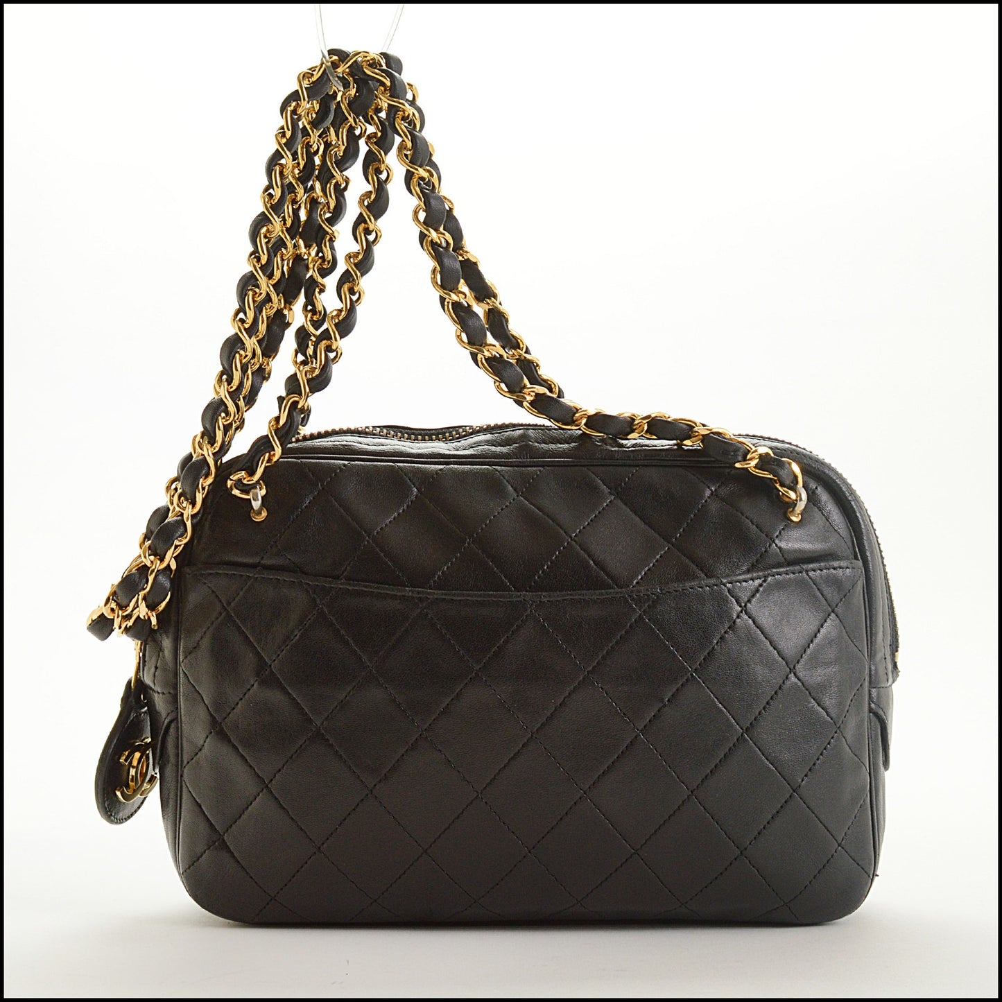 RDC15463 CHANEL 1986-91 Vintage Black Lambskin Quilted Camera Bag