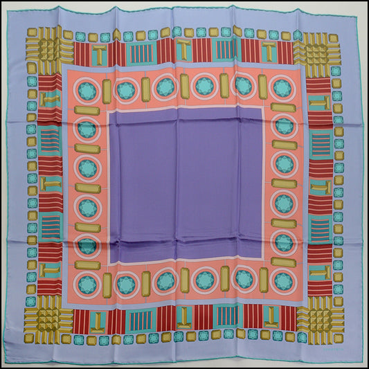 RDC15142 TIFFANY & CO. Lilac Gem Border Silk 90cm Scarf