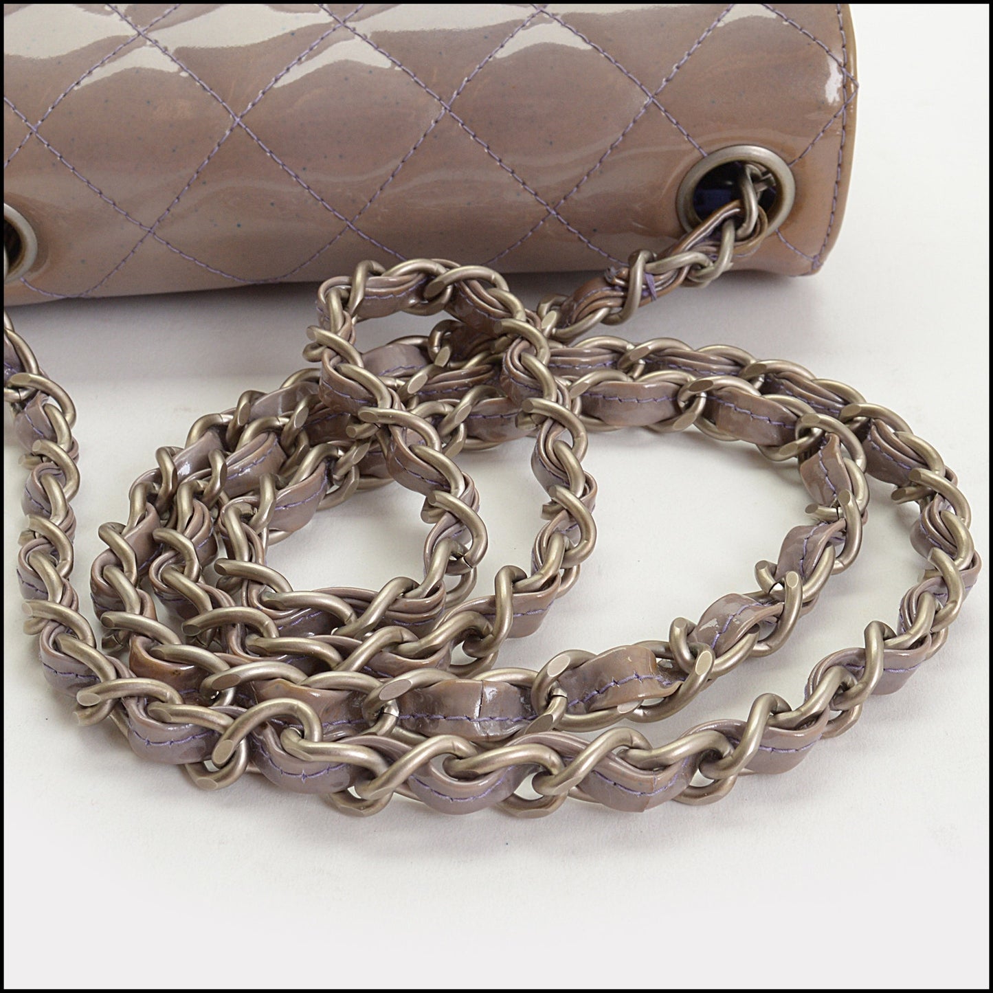 RDC14967 CHANEL '00-02 Iridescent Mauve Patent Leather Square Classic Mini Flap Bag