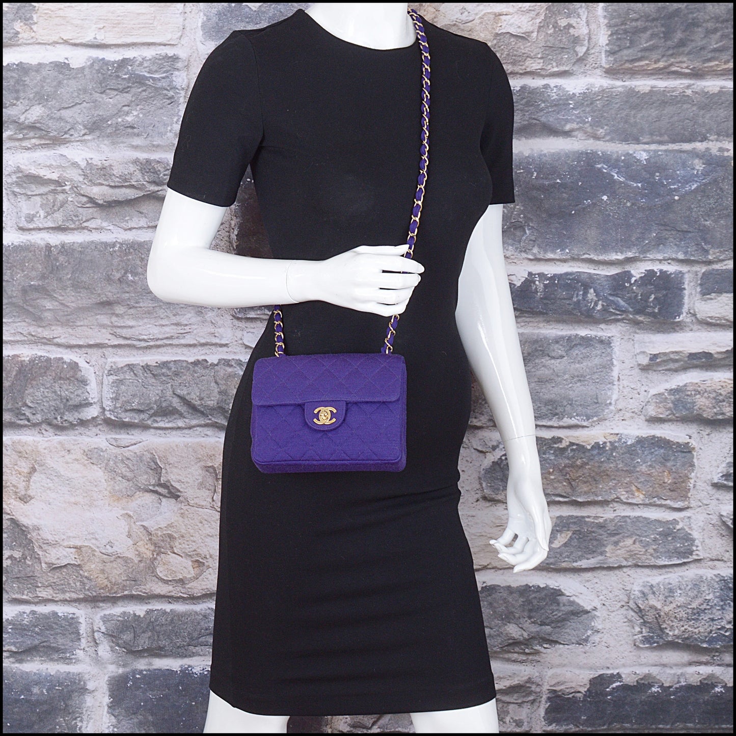 RDC14966 CHANEL '00-02 Purple Jersey Classic Square Mini Flap Bag