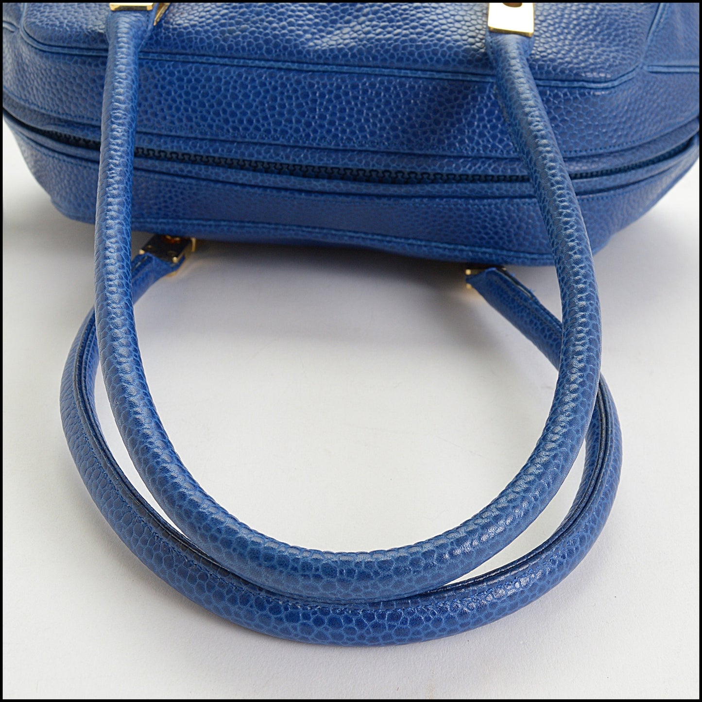 RDC14691 JUDITH LEIBER Blue Caviar Leather Mini Bowler Bag