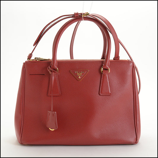 RDC14814 PRADA 2015 Fuoco Red Saffiano Lux Leather Shopping Tote Bag