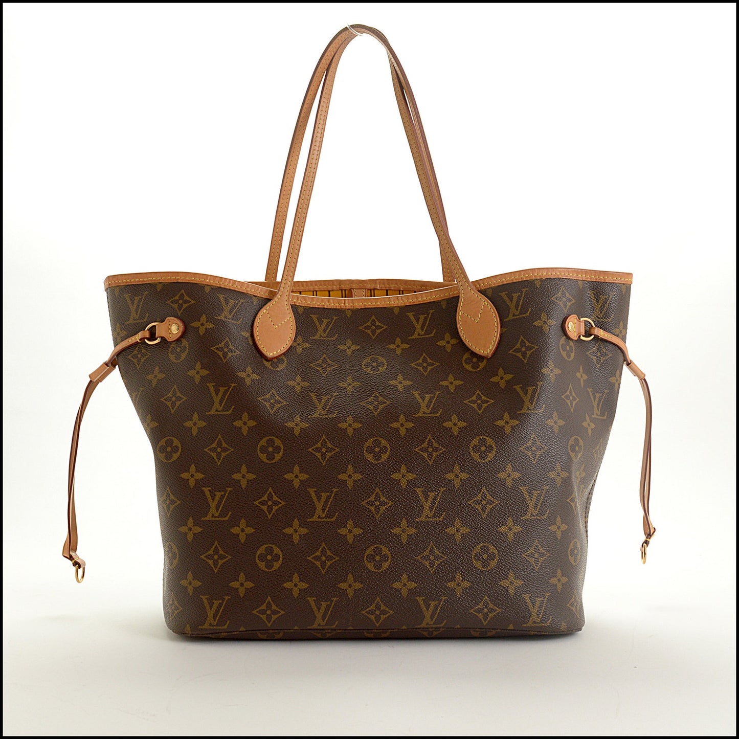 RDC15400 LOUIS VUITTON '14 Brown Monogram Canvas Mimosa Yellow Neverfull MM Tote with Pouch