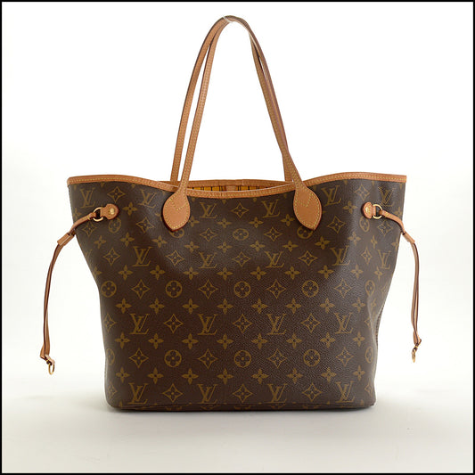 RDC15400 LOUIS VUITTON '14 Brown Monogram Canvas Mimosa Yellow Neverfull MM Tote with Pouch