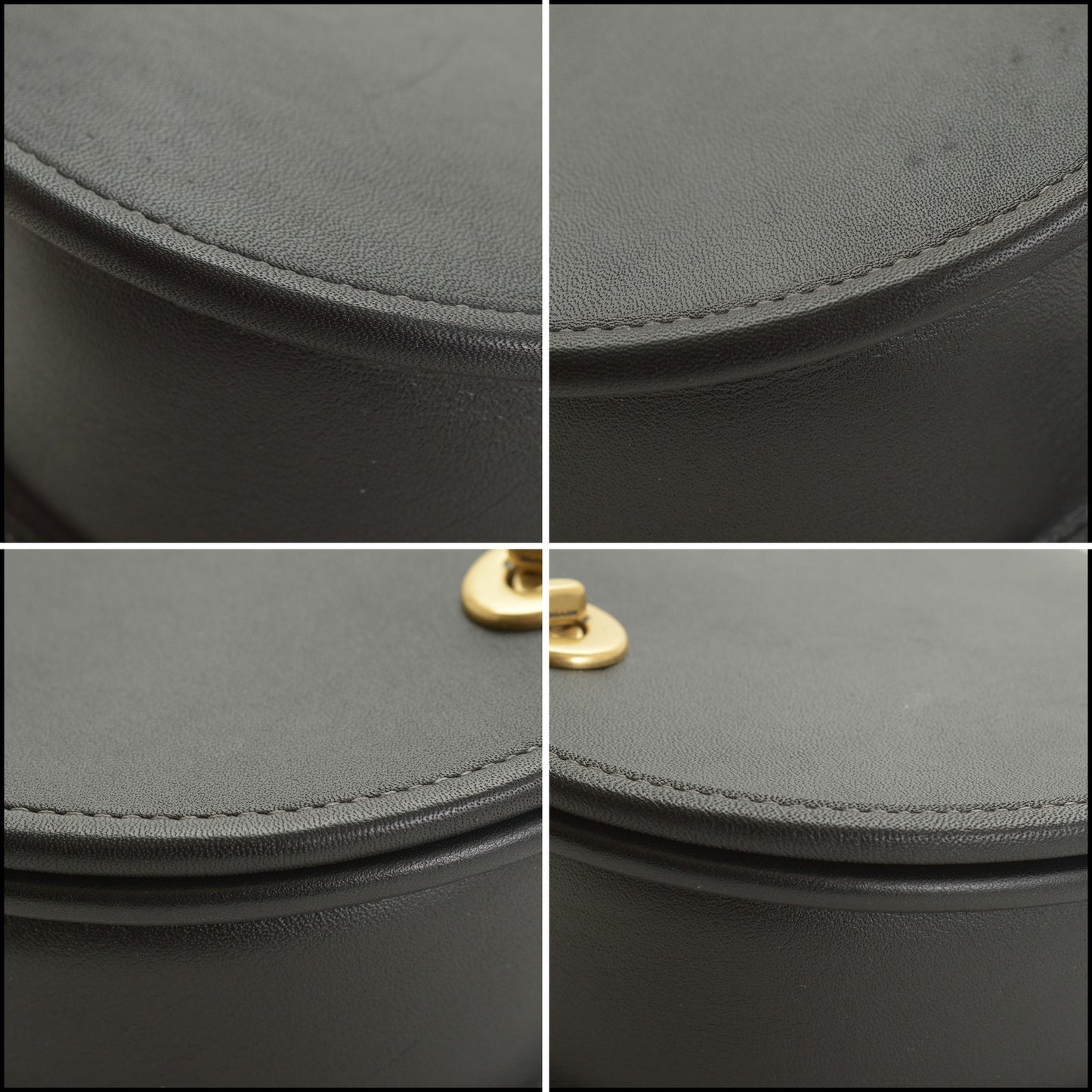RDC15450 COACH Black Glove Tanned Leather Turn Lock Mini Saddle Bag
